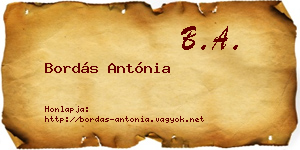 Bordás Antónia névjegykártya